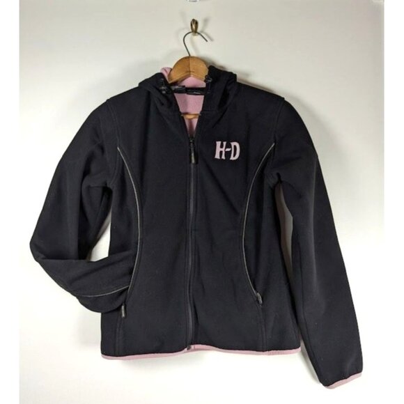 Harley Davidson Women  Jacket Size Medium Fleece Zip Hooded Motorcycle Outdoors - Picture 1 of 7